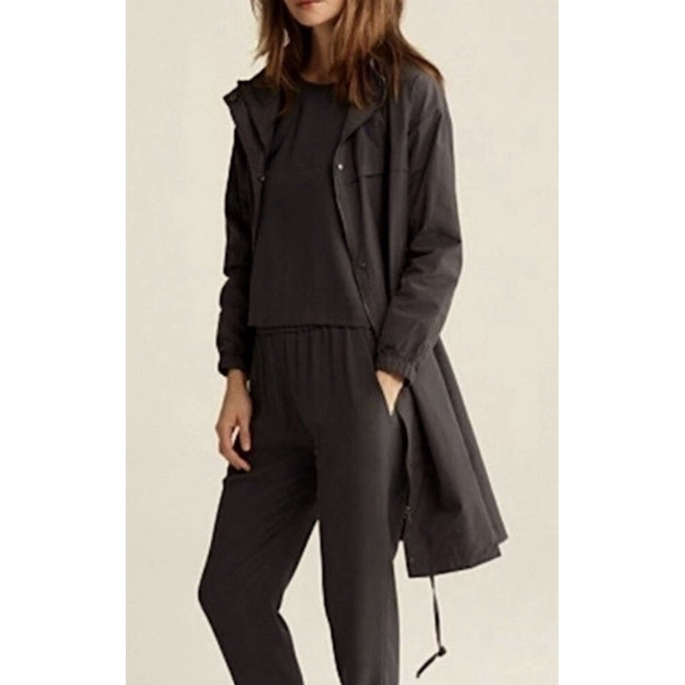 Eileen Fisher Black Polyester Hooded Anorak Water-Resistant‎ Jacket Musel M